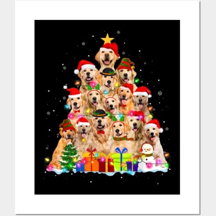 Christmas Pajama Golden Retrievers Tree Xmas Gift Dog Lover Shirt Posters and Art